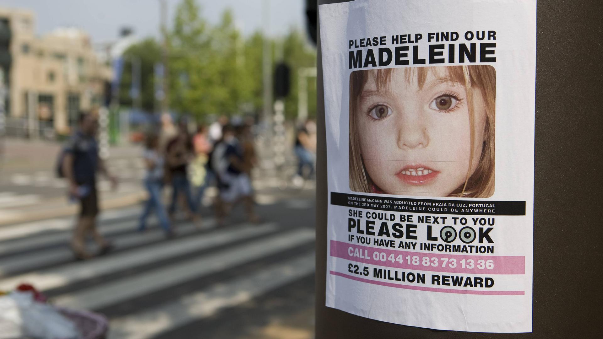 Ein Fahndungsplakat von Madeleine Mccann
