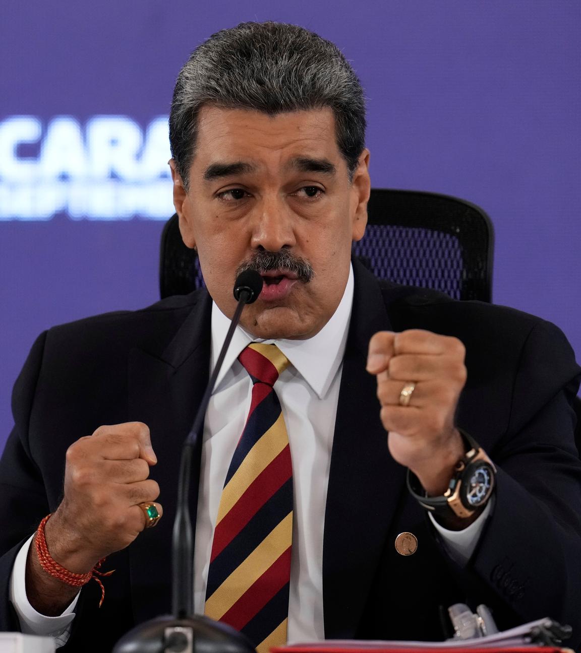 Der venezualische Präsident Maduro auf einer Pressekonferenz