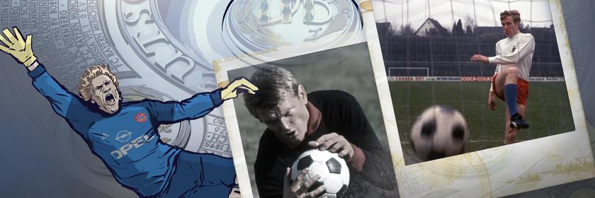 Karrikatur von Oliver Kahn vor der gezeichneten Meisterschale. Maier und Netzer