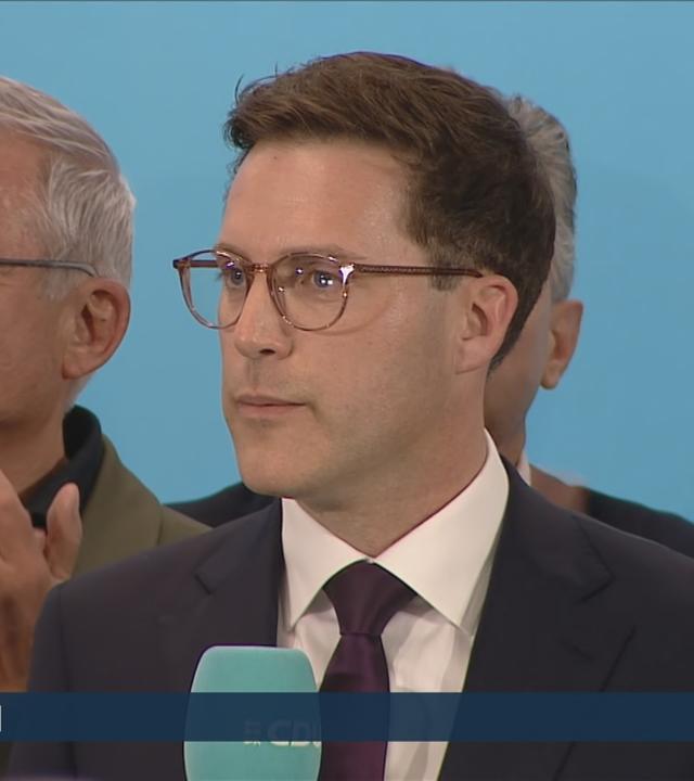 CDU-Spitzenkandidat Manuel Hagel mit einer Reaktion zur Landtagswahl in Baden-Württemberg.