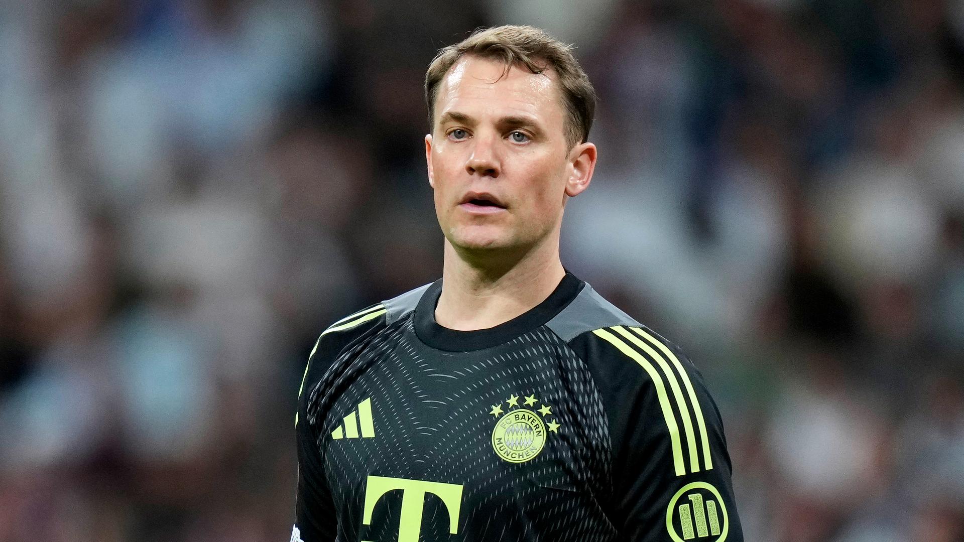 Torwart Manuel Neuer am 07.04.2026 in Madrid bei der UEFA Champions League.