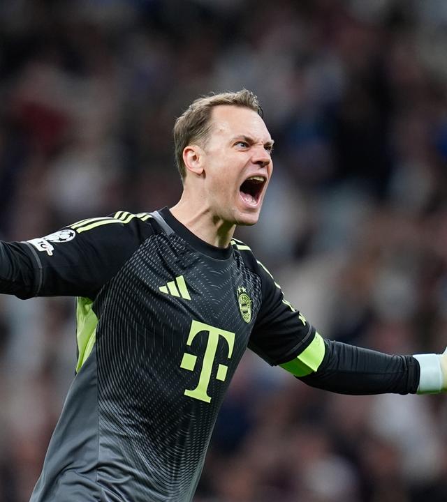 Manuel Neuer jubelt nach dem Erfolg im Champions-League-Hinspiel gegen Real Madrid