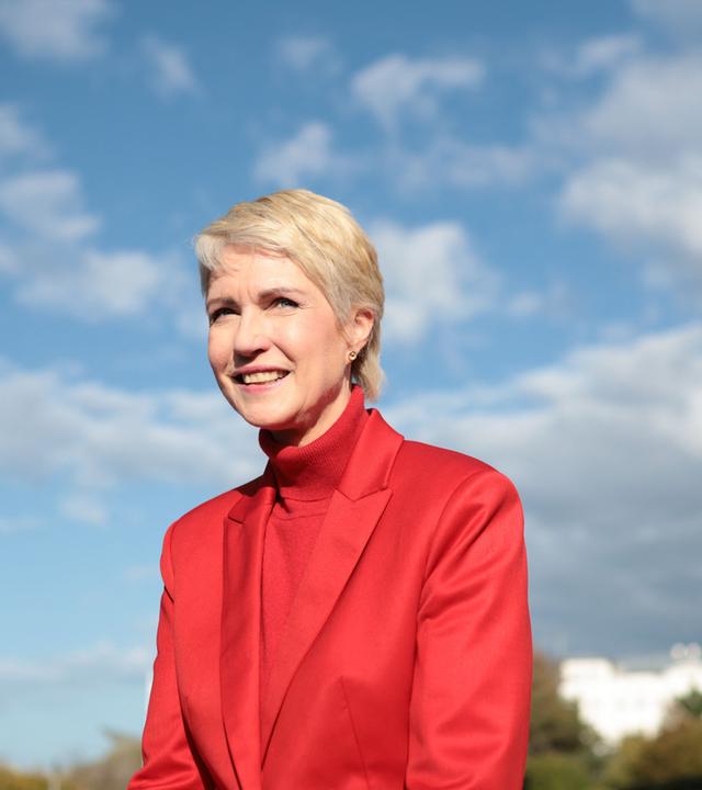 Die Ministerpräsidentin von Mecklenburg-Vorpommern und Spitzenkandidatin der Sozialdemokratischen Partei (SPD), Manuela Schwesig, am 18.09.2026 bei einer Wahlkampfveranstaltung in Warnemünde.