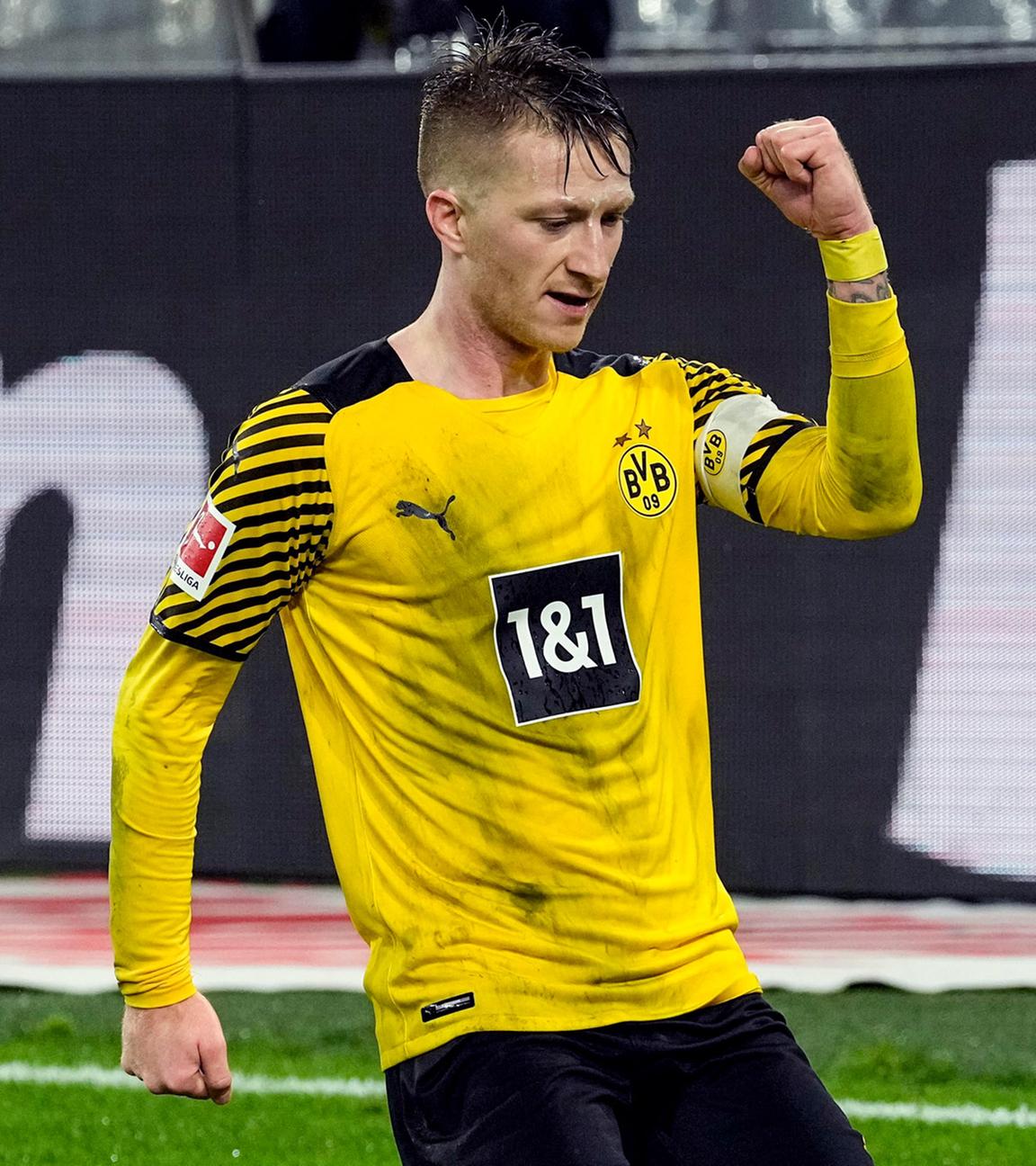 Dortmund, Signal Iduna Park, 20 02 22, Men, 1 Bundesliga, Saison 2021 2022, Borussia Dortmund Borussia Moenchengladbach Bild Marco Reus macht das vierte Tor für Dortmund