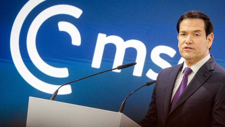 Der US-Außenminister Marco Rubio spricht am 14.02.2026 bei der 62. Münchner Sicherheitskonferenz im Bayrischen Hof in München.