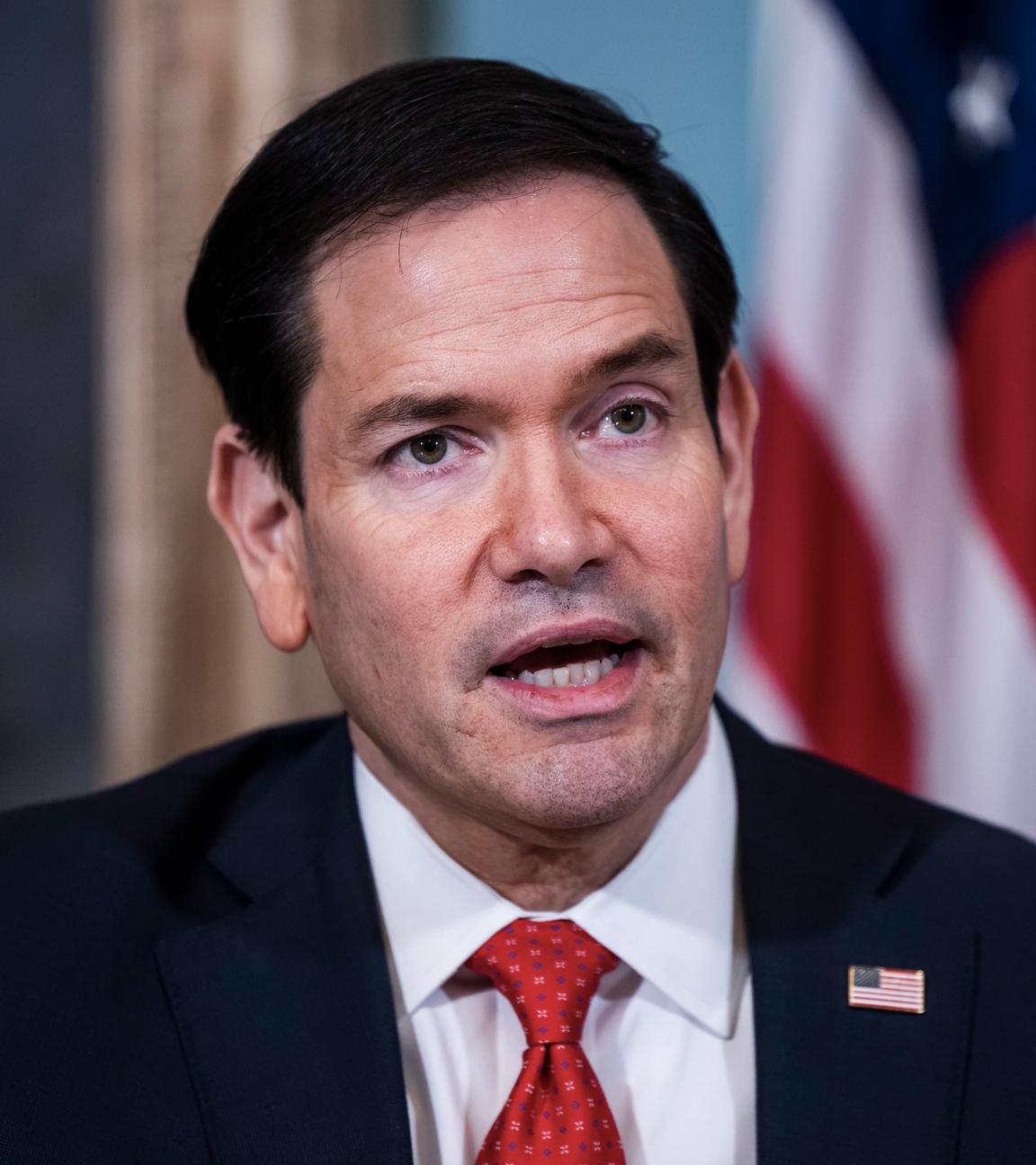 US-Außenminister Marco Rubio spricht bei einem Treffen mit EU-Handelskommissar Maroš Šefčovič in Washington.