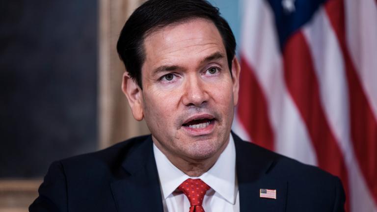 US-Außenminister Marco Rubio spricht bei einem Treffen mit EU-Handelskommissar Maroš Šefčovič in Washington.