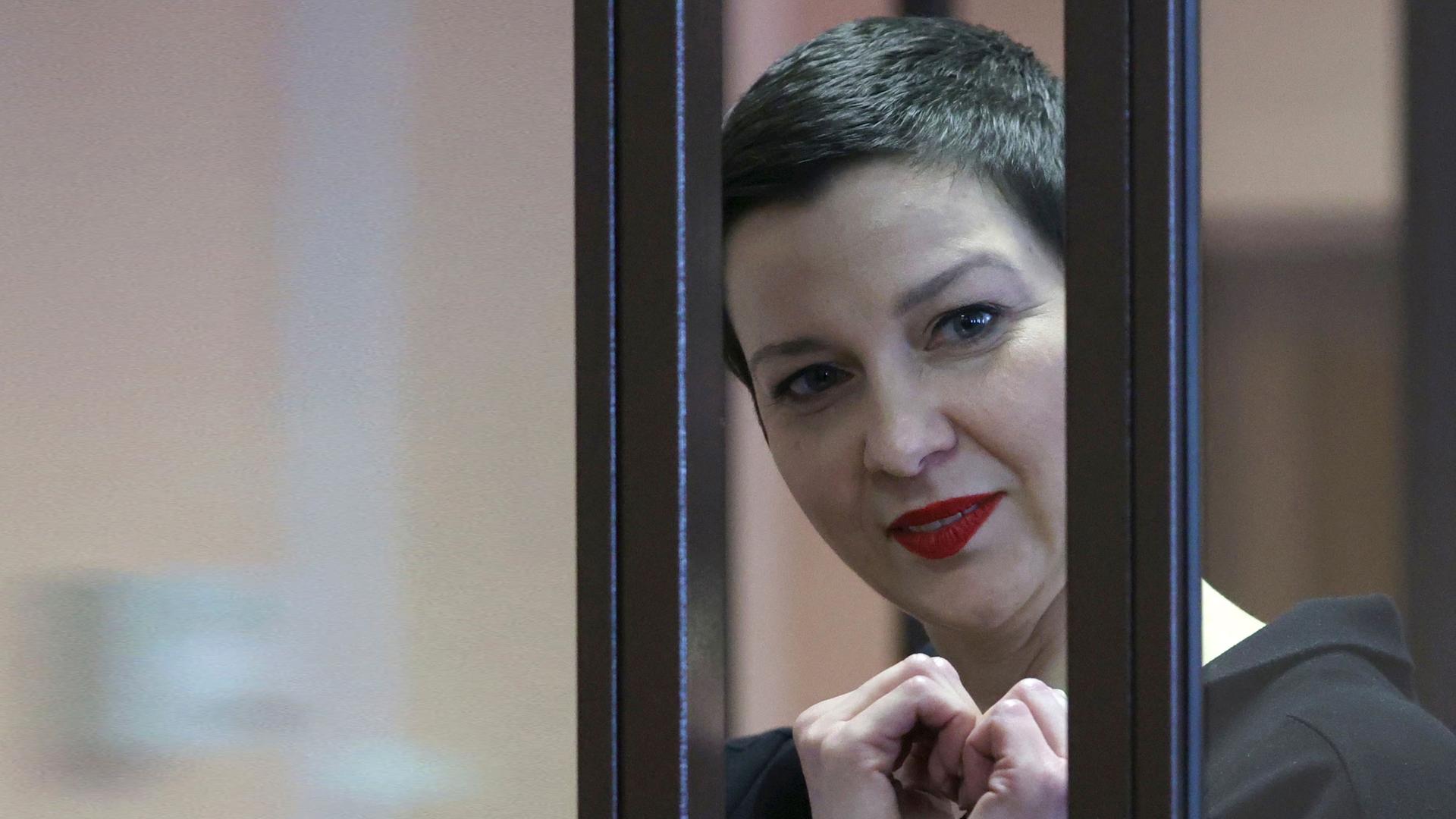 Maria Kolesnikowa bei ihrem Prozess 2021.