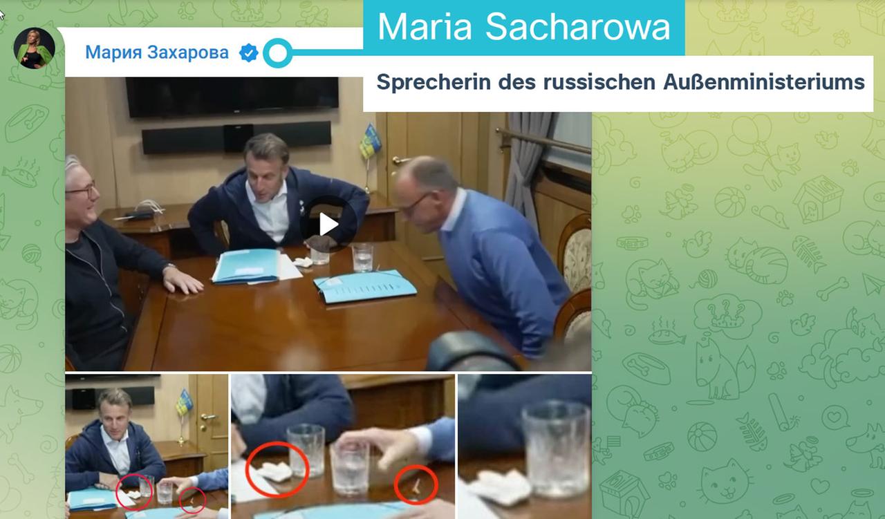 Maria Sacharowa teilt Bilder aus dem Sonderzug nach Kiew und verbreitet Desinformation