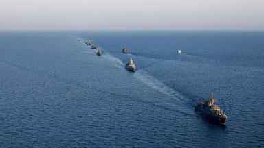 Archiv: Iran, Russland und Oman haben gemeinsame Marineübungen namens IMEX 2024 im Indischen Ozean gestartet, um die regionale Sicherheit zu erhöhen und die multilaterale Zusammenarbeit zu fördern. Aufgenommen am 20.10.2024