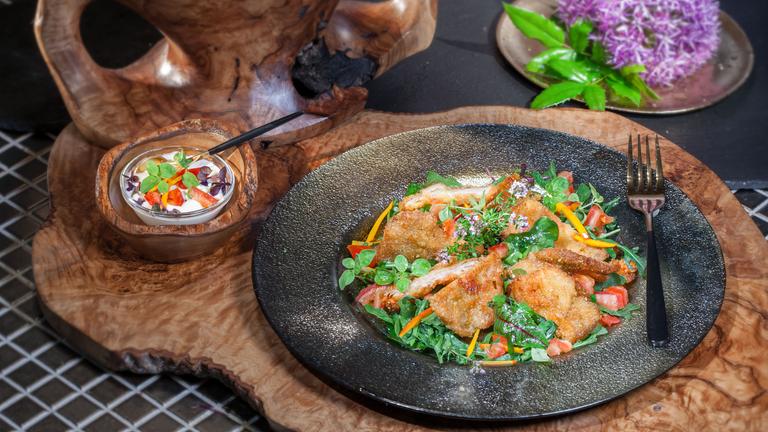 Marinierte Austernpilze in Parmesan-Ciabattakruste 