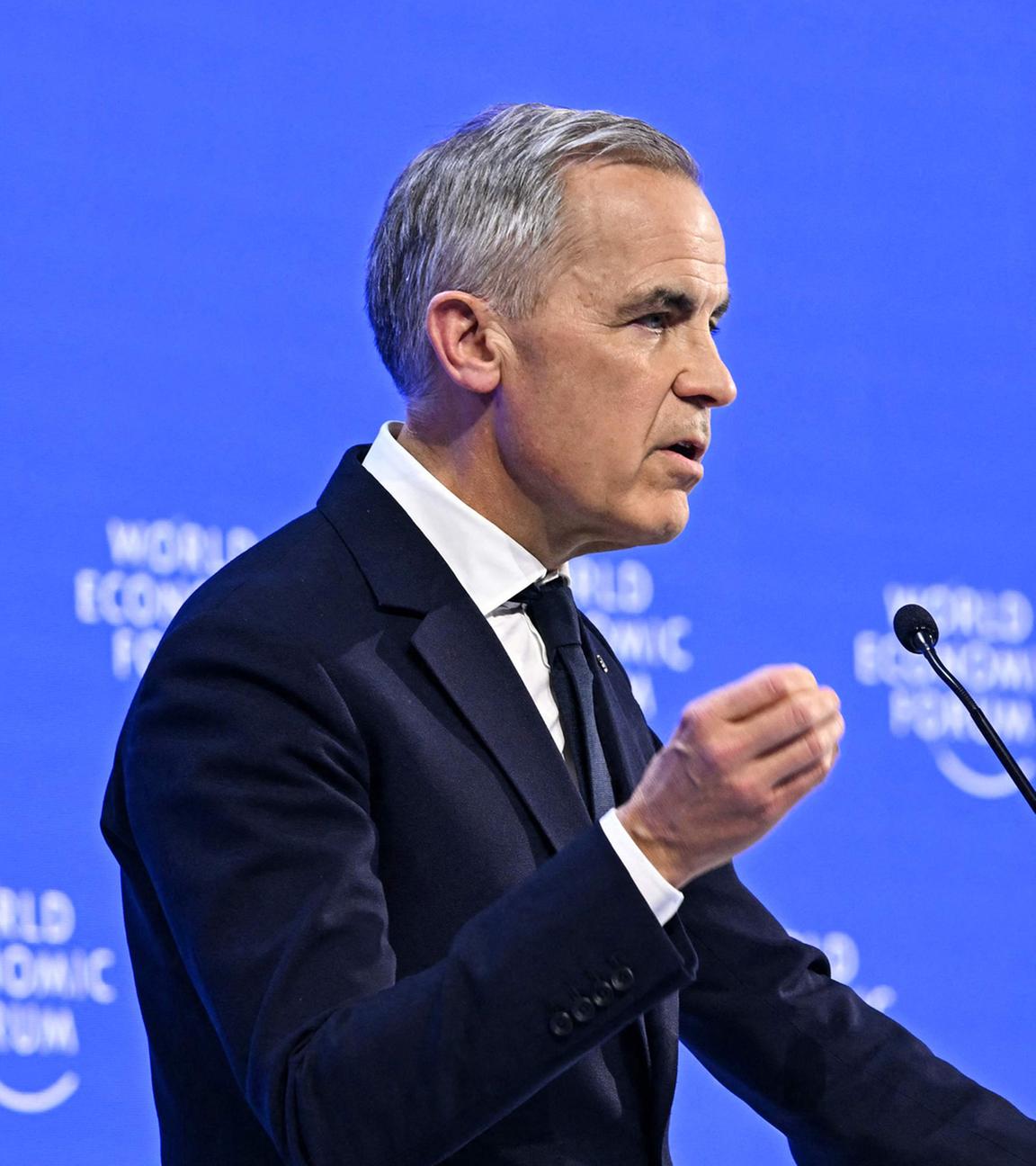 Mark Carney hält eine Rede während des World Economic Forums in Davos am 23.01.2026.
