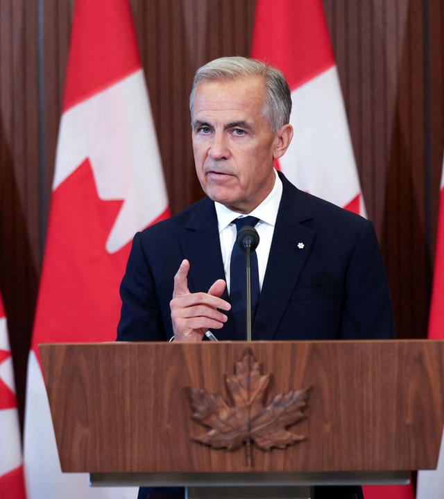 Der kanadische Premierminister Mark Carney spricht am 22. August 2026 auf einer Pressekonferenz in Ottawa (Ontario), nachdem die Handelsgespräche mit den USA gescheitert sind.