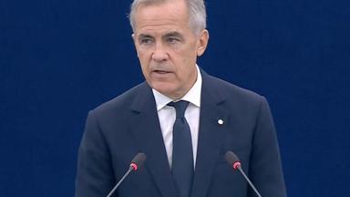 Screenshot aus Video: Mark Carney spricht im EU-Parlament