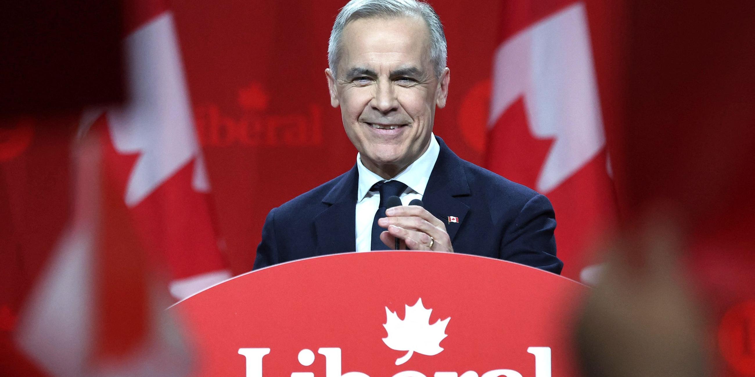 Mark Carney, der neue Chef der Liberalen Partei in Kanada, spricht in Ottawa nach seiner Wahl. 