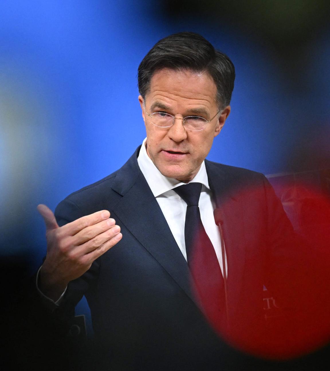 NATO-Generalsekretär Mark Rutte hält am 26. März 2026 in Brüssel eine Pressekonferenz zum allgemeinen Jahresbericht der NATO.