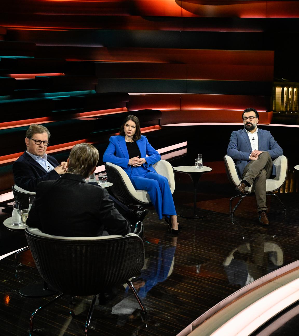 Markus Lanz von 13. Januar 2026: Ralf Stegner, Markus Lanz, Karina Mößbauer, Ali Fathollah-Nejad, Mathias Middelberg, Herfried Münkler