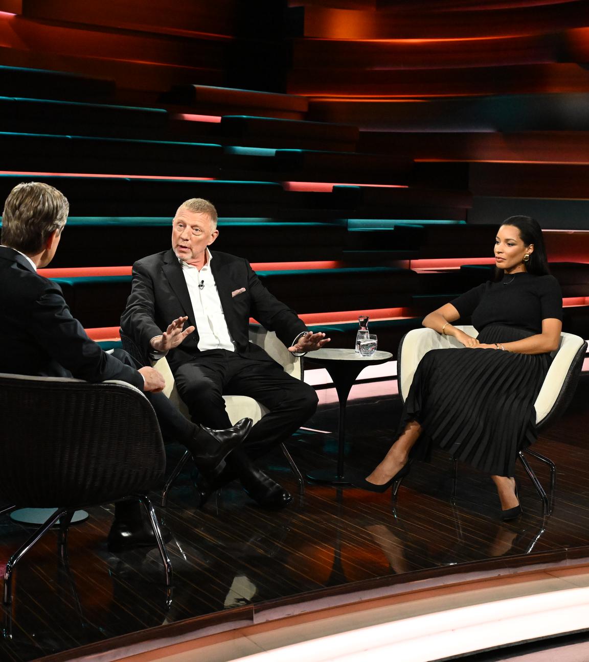 Markus Lanz vom 17. September 2025: Markus Lanz, Boris Becker und Ehefrau Lilian de Carvalho Monteiro