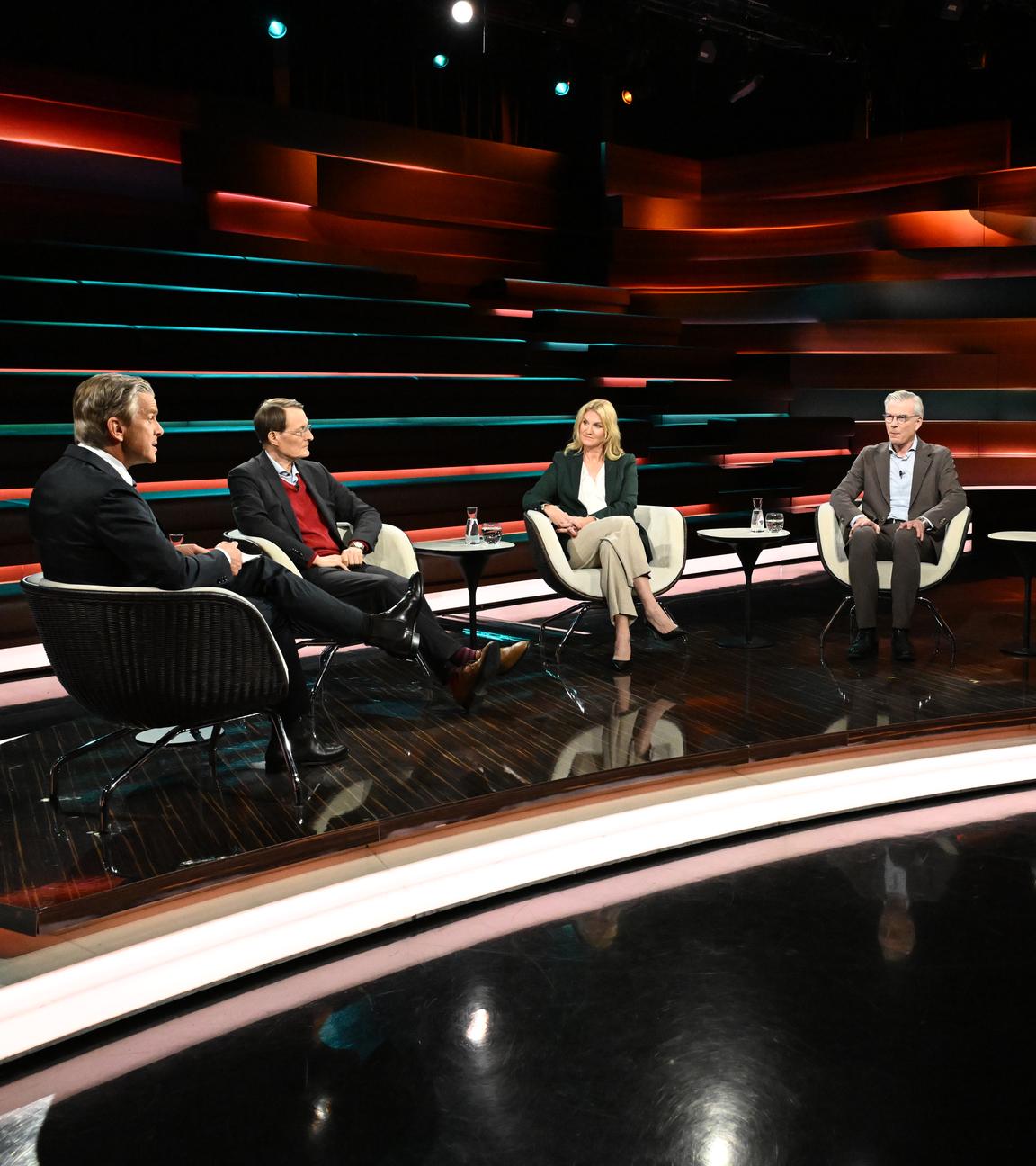 Markus Lanz vom 25. September 2025: Markus Lanz, Prof. Dr. Karl Lauterbach, Kerstin Münstermann, Prof. Dr. Martin Werding und Prof. Dr. Peter Neumann