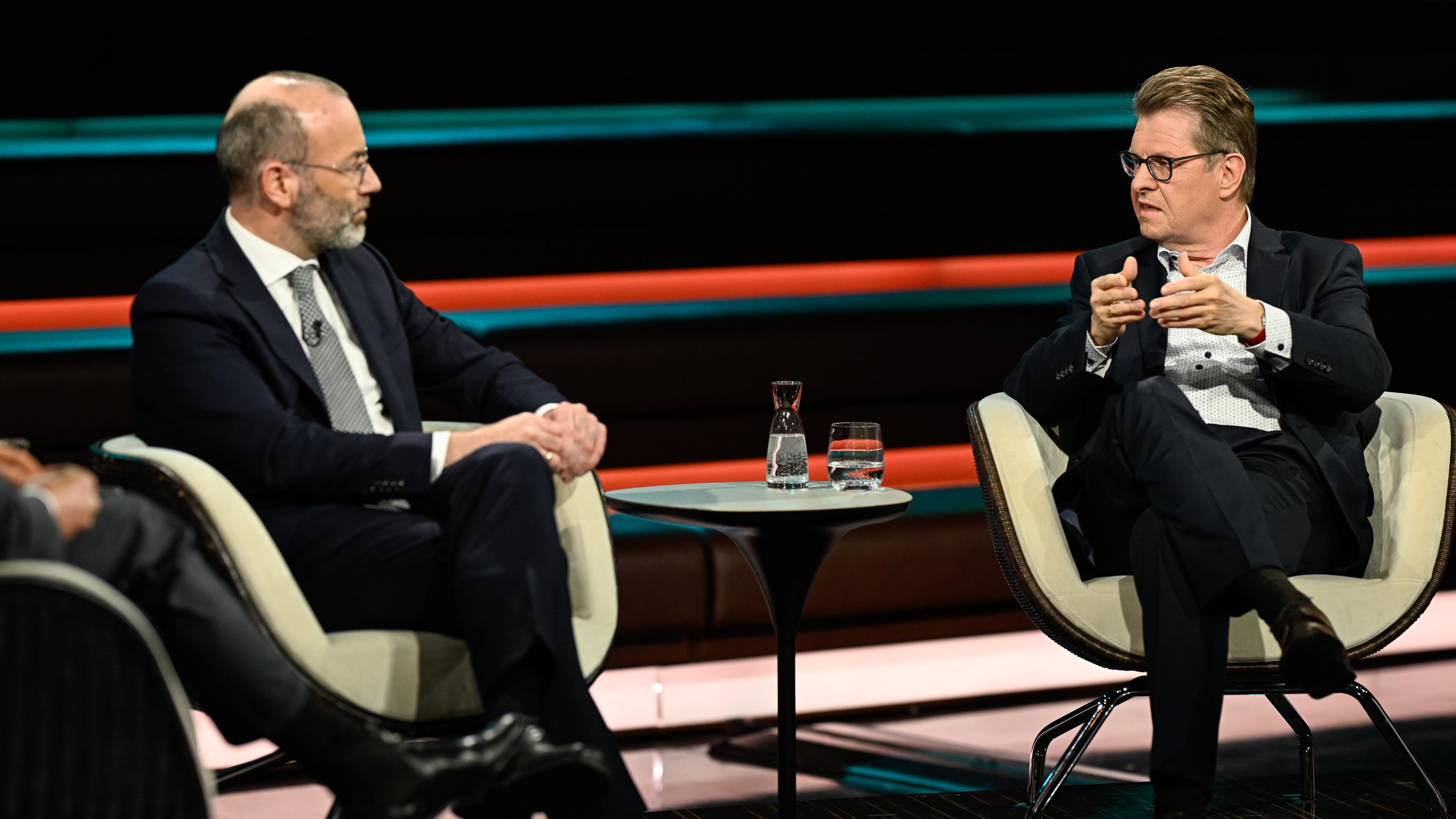 SPD-Politiker Ralf Stegner und EVP-Chef Manfred Weber zu Gast bei "Markus Lanz"