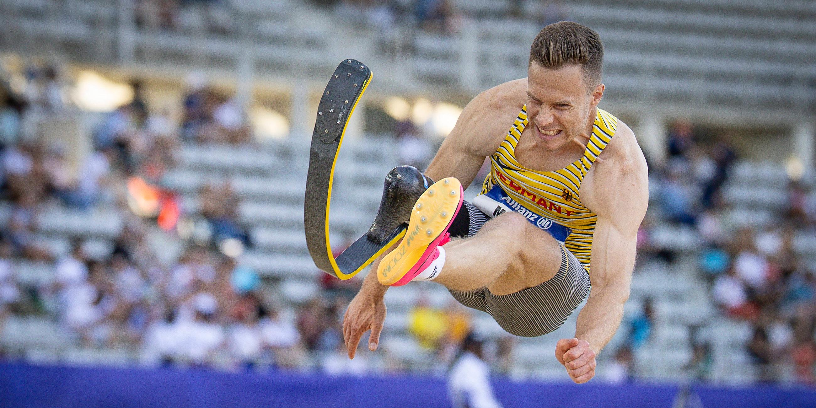 Markus Rehm während der World Para Athletics Championships am 14.07.2023 im Charlety Stadium in Paris, Frankreich. 