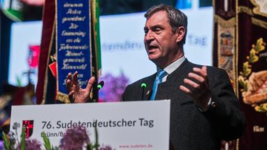 Der bayerische Ministerpräsident Markus Söder hielt am 24.05.2026 eine Rede auf dem 76. Sudetendeutschen Kongress, der dort fortgesetzt wurde.