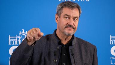Bayern, Kloster Banz: Markus Söder (CSU), Ministerpräsident von Bayern, während einer Pressekonferenz bei der Klausurtagung der CSU in Kloster Banz 2024.