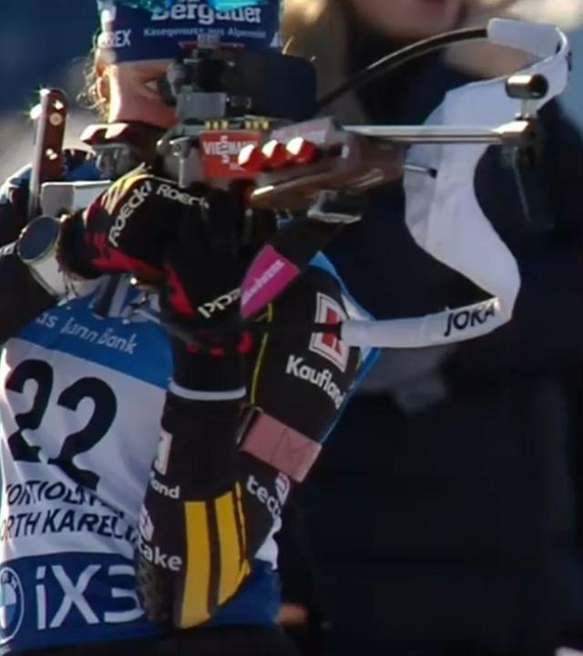 Biathletin Marlene Fichtner beim Massenstart-Weltcup in Kontiolaht.