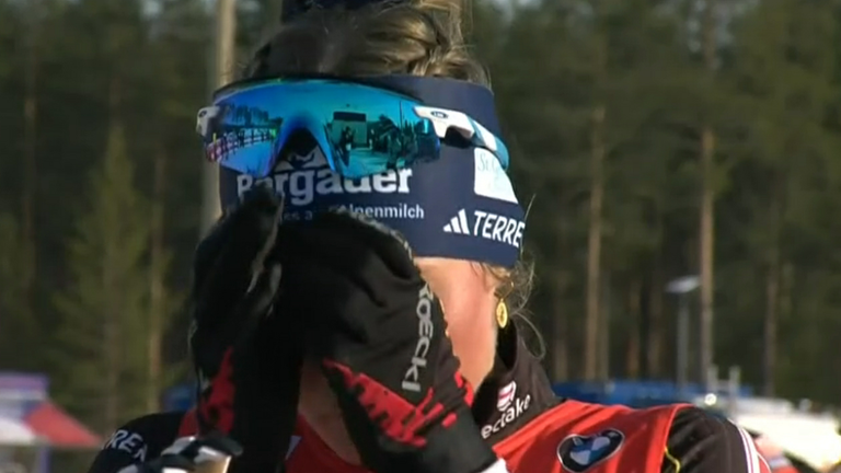 Biathletin Marlene Fichtner beim Weltcup am 08.03.2026. 