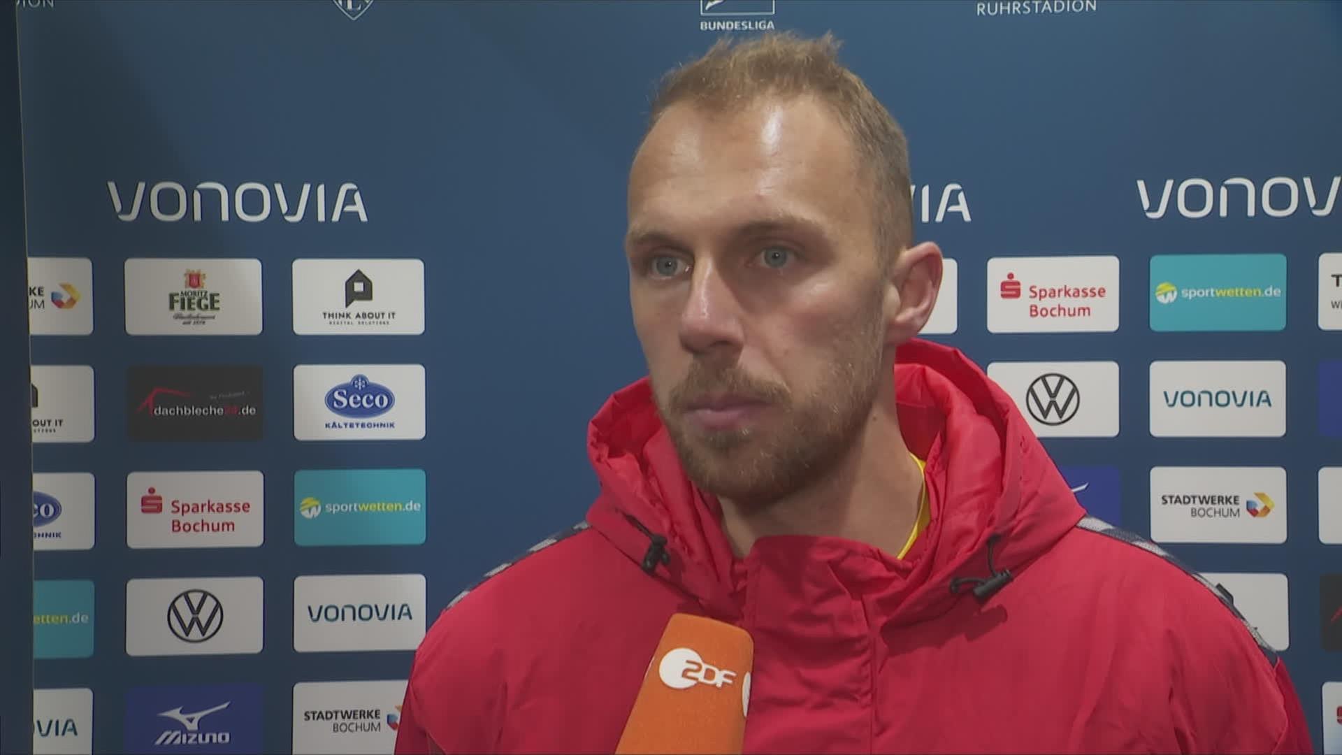 Marvin Schwäbe vom 1. FC Köln im Interview am 11.11.2023.