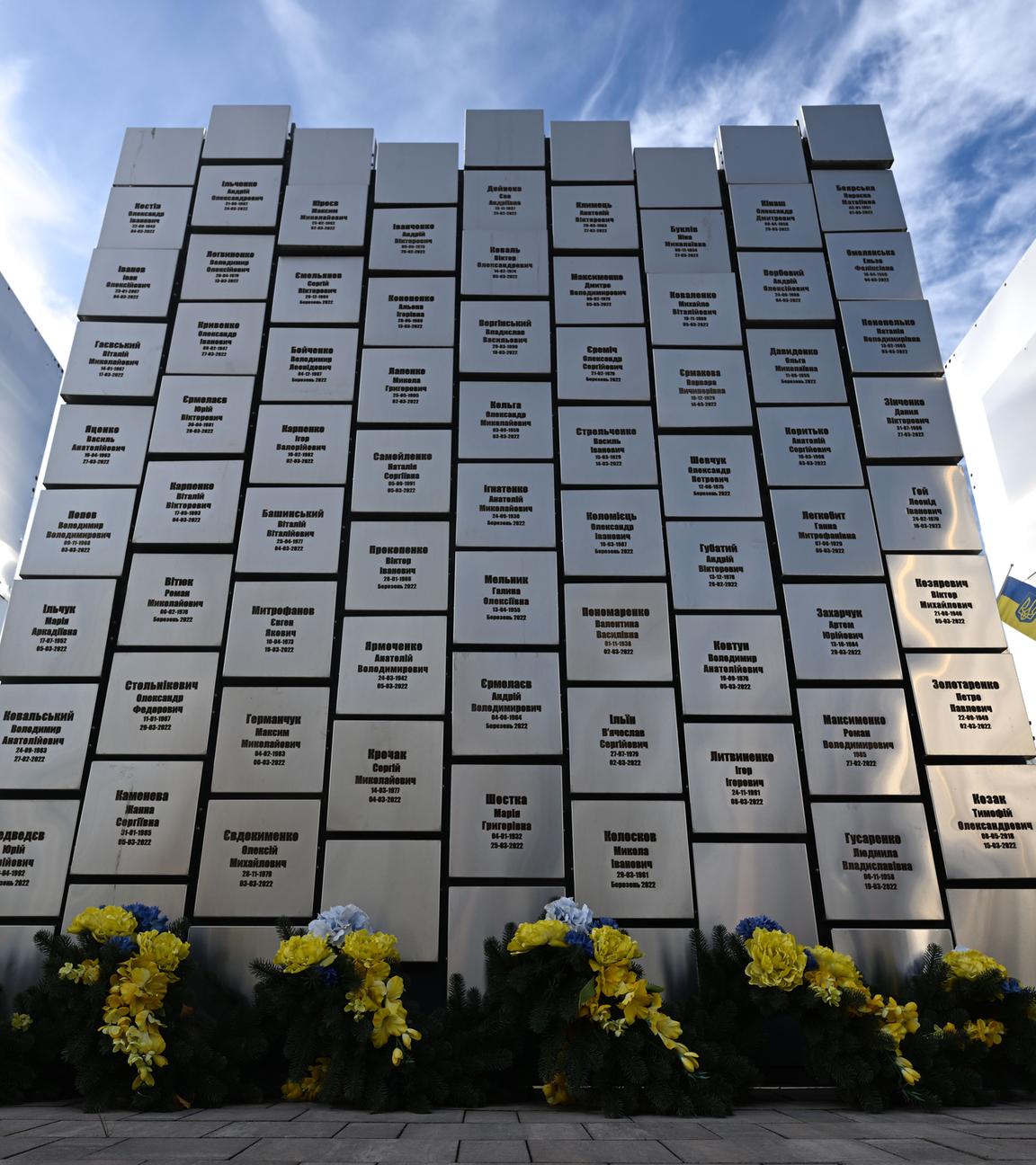 Gedenkmauer in Butscha