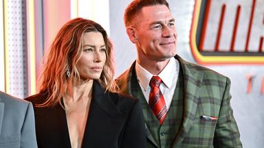 Jessica Biel und John Cena nehmen am Montag, dem 5. Oktober 2026, in New York an der Premiere von „Matchbox the Movie“ von Apple TV im AMC Lincoln Square teil.