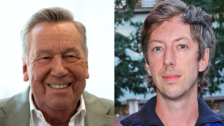 Zwei Bilder sind nebeneinander zu sehen: Links ist Roland Kaiser zu sehen, rechts Schauspieler Max Mauff.