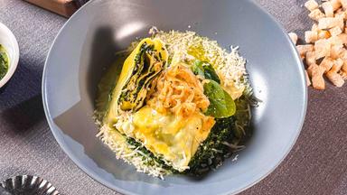 Maultaschen mit Kabeljau-Spinat-Füllung