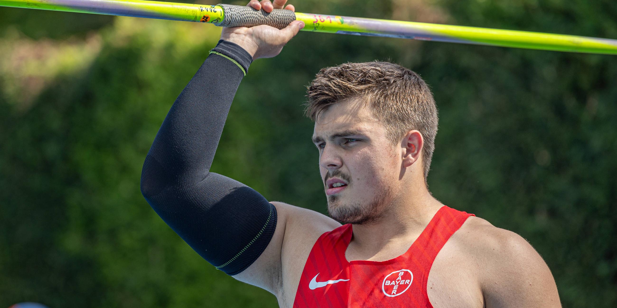 Max Dehning beim Speerwurf