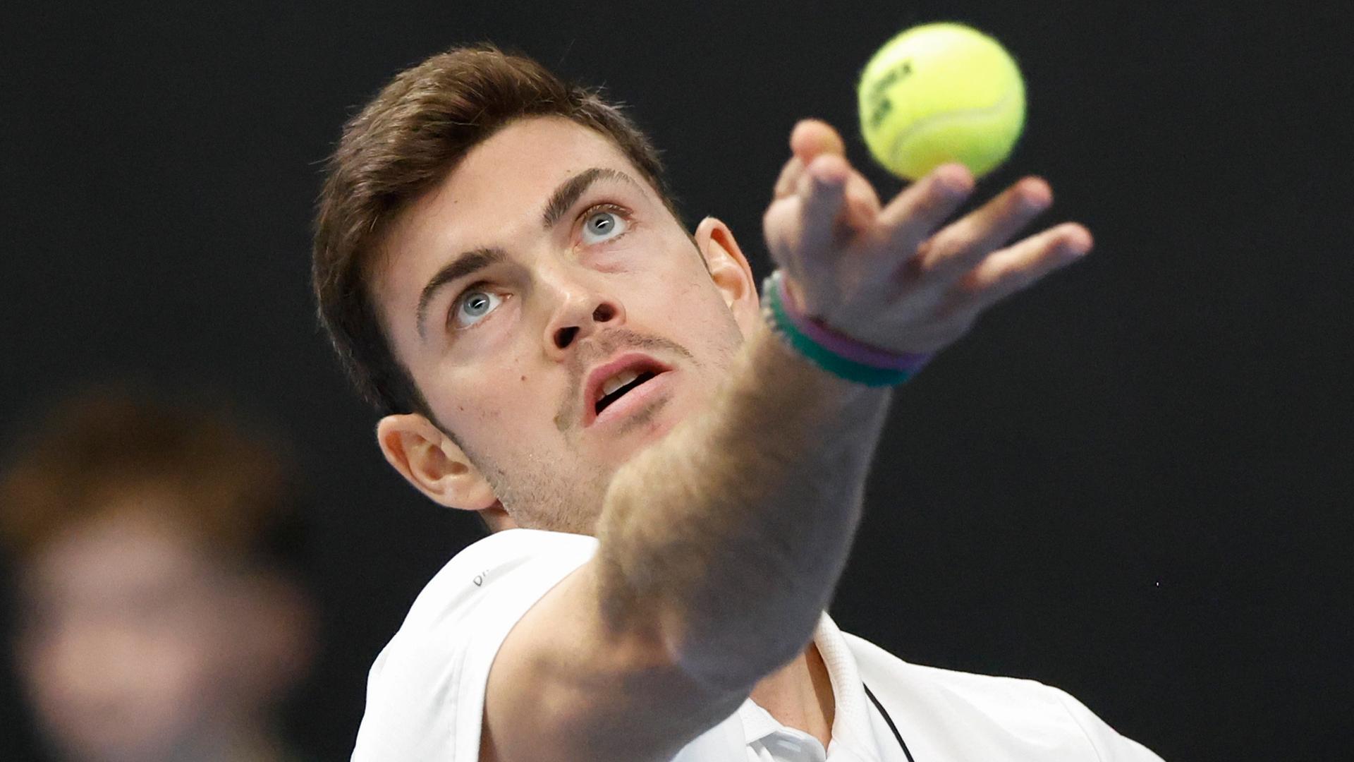 Davis Cup - Israel - Deutschland: Maximilian Marterer aus Deutschland in Aktion.