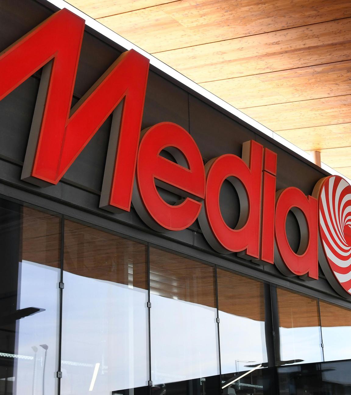 Das MediaMarkt-Logo einer Filiale in St.Pölten in Österreich