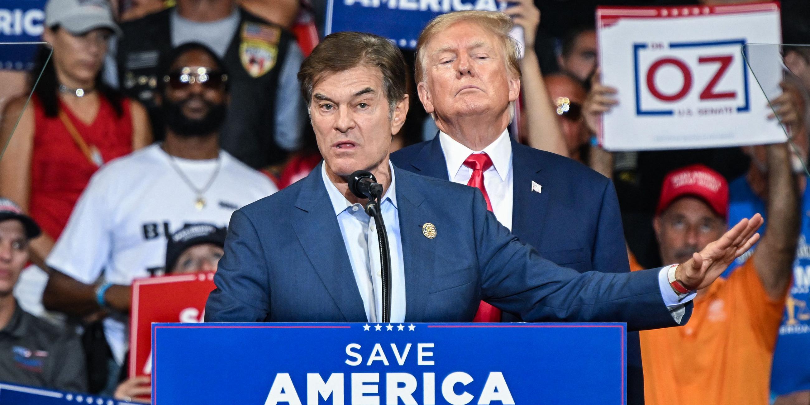 Mehmet Oz bei einer Wahlkampfveranstaltung mit Doanld Trump.
