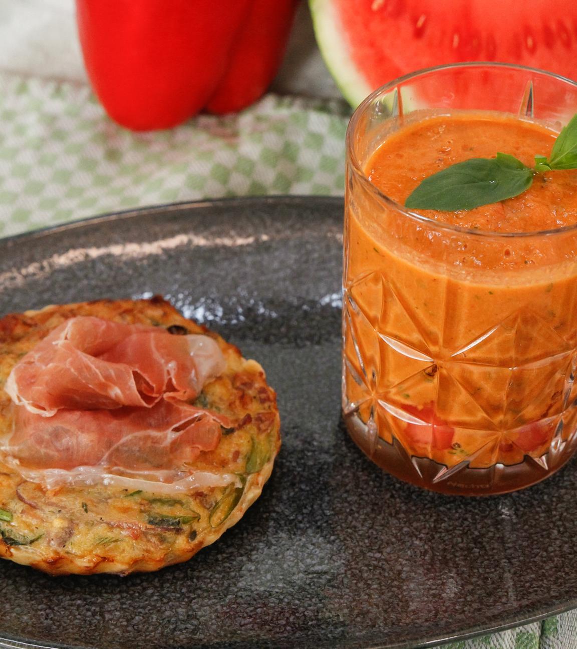 Melonen-Gazpacho mit Mini-Quiche 