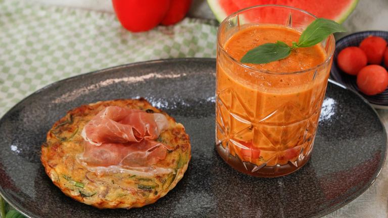 Melonen-Gazpacho mit Mini-Quiche 