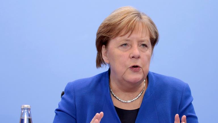 Merkel bei der Abschlusserklärung der Libyenkonferenz