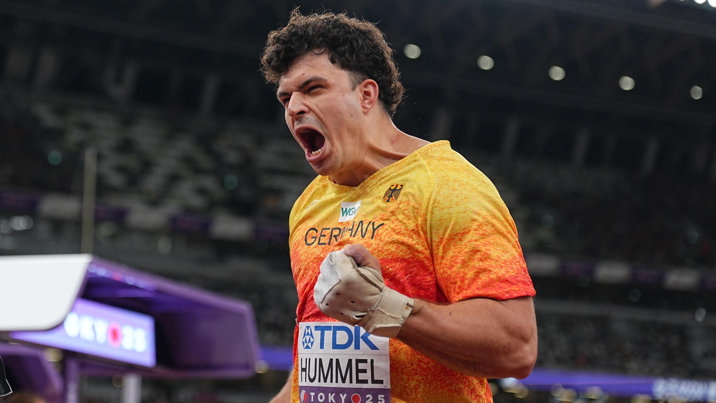 Der Hammer-Spieler Merlin Hummel (Dutschland) jubelt.