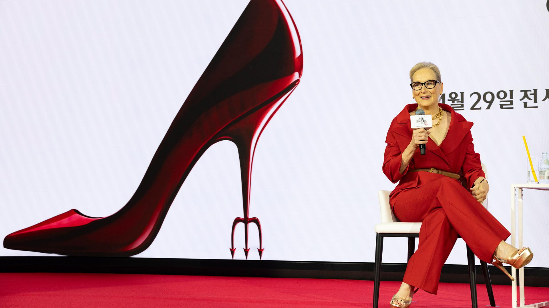 Meryl Streep spricht auf der Pressekonferenz für "Der Teufel trägt Prada 2" in Seoul