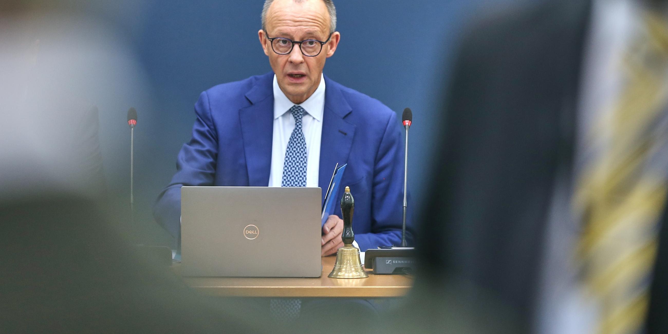 Berlin, Deutschland, 20.10.2025: Konrad-Adenauer-Haus: CDU-Bundesvorstandssitzung: Bundeskanzler Friedrich Merz (CDU).