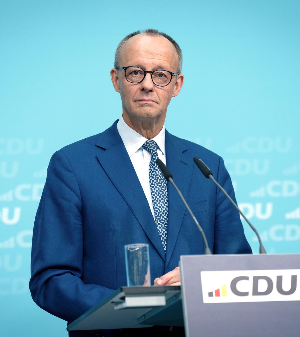 Friedrich Merz bei der Pressekonferenz zu den Ergebnissen der Praesidiumsklausur der CDU im Konrad-Adenauer-Haus.