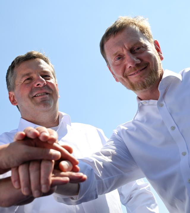 Die Ministerpräsidenten Mario Voigt (Thüringen), Sven Schulze (Sachsen-Anhalt) und Michael Kretschmer (Sachsen) kritisieren die geplanten Sozialreformen.