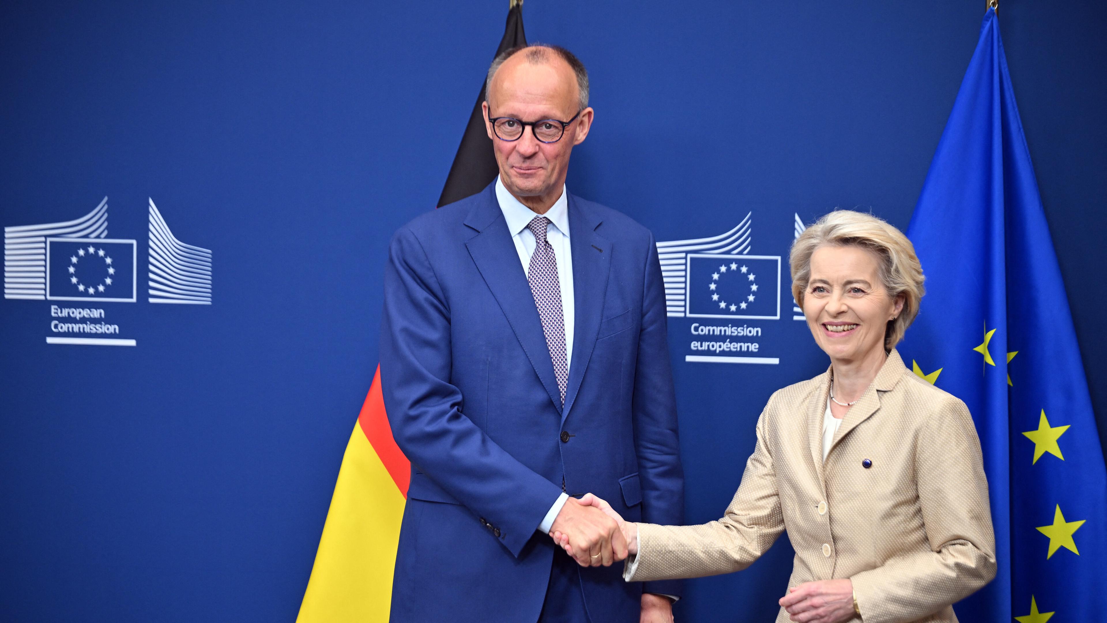 German Chancellor Friedrich Merz meets European Commission President Ursula von der Leyen in Brussels.