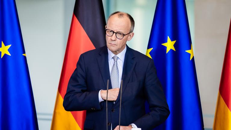 Bundeskanzler Friedrich Merz (CDU) äußert sich im Bundeskanzleramt zum Angriff auf den Iran.