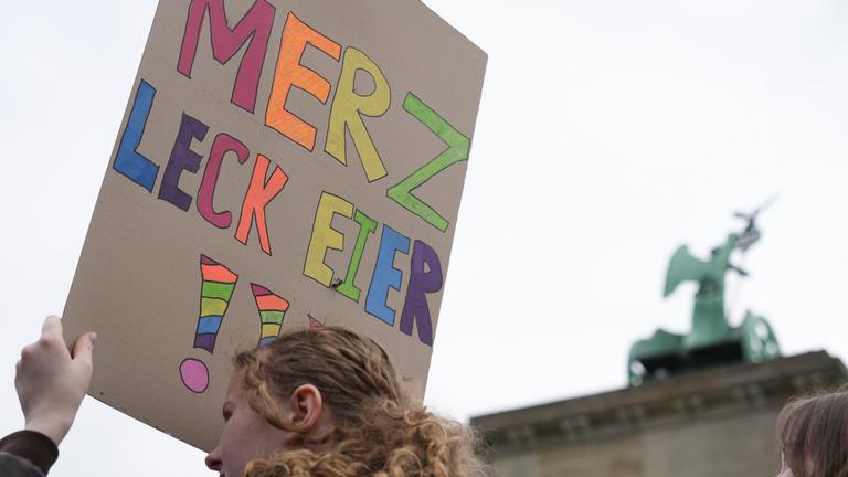 Plakat "Merz leck Eier!!!"