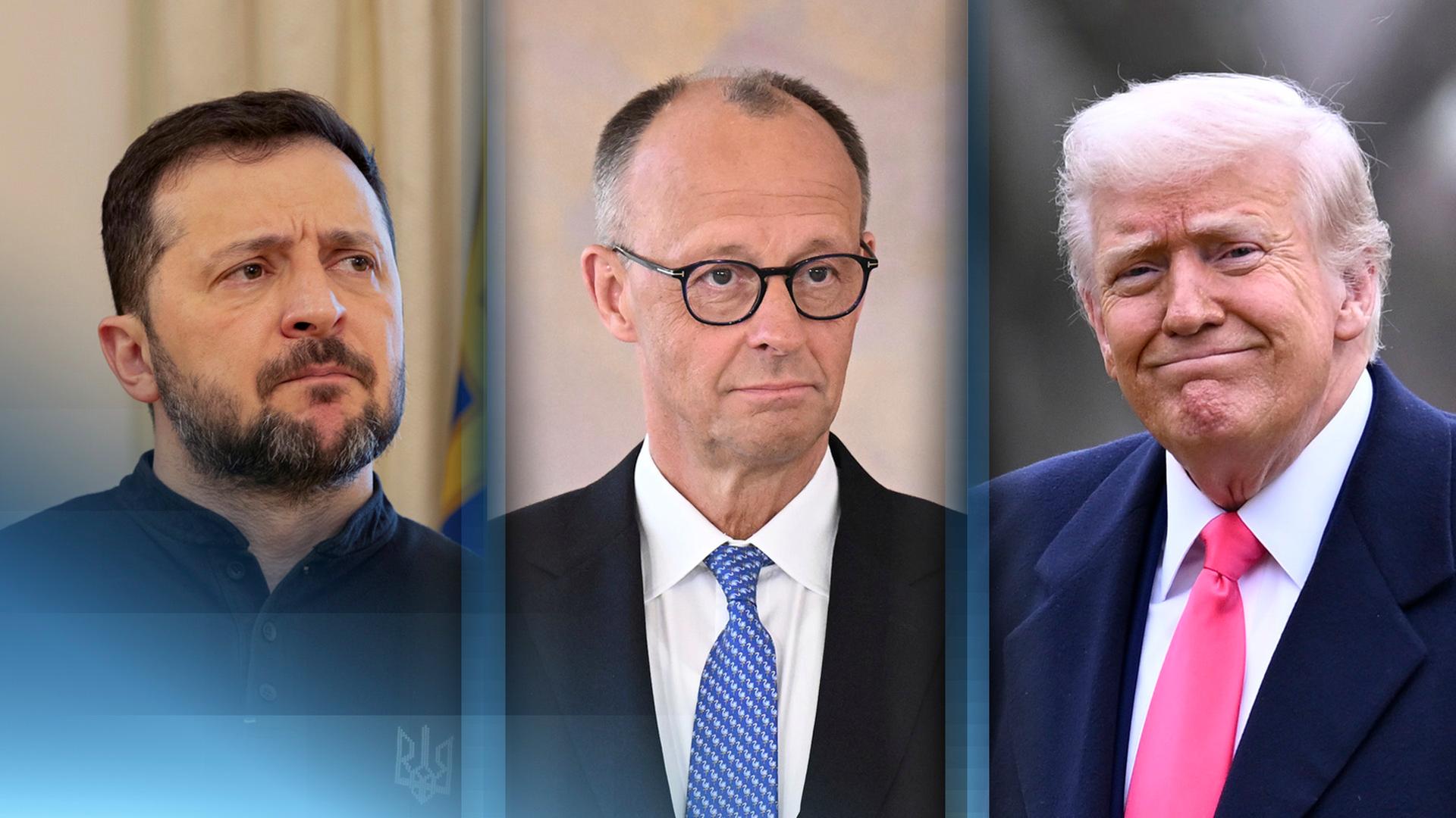  Wolodymyr Selenskyj, Friedirch Merz und Donald Trump.